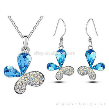 Artificial blue Butterfly Zircon Jewelry Sets for Women
